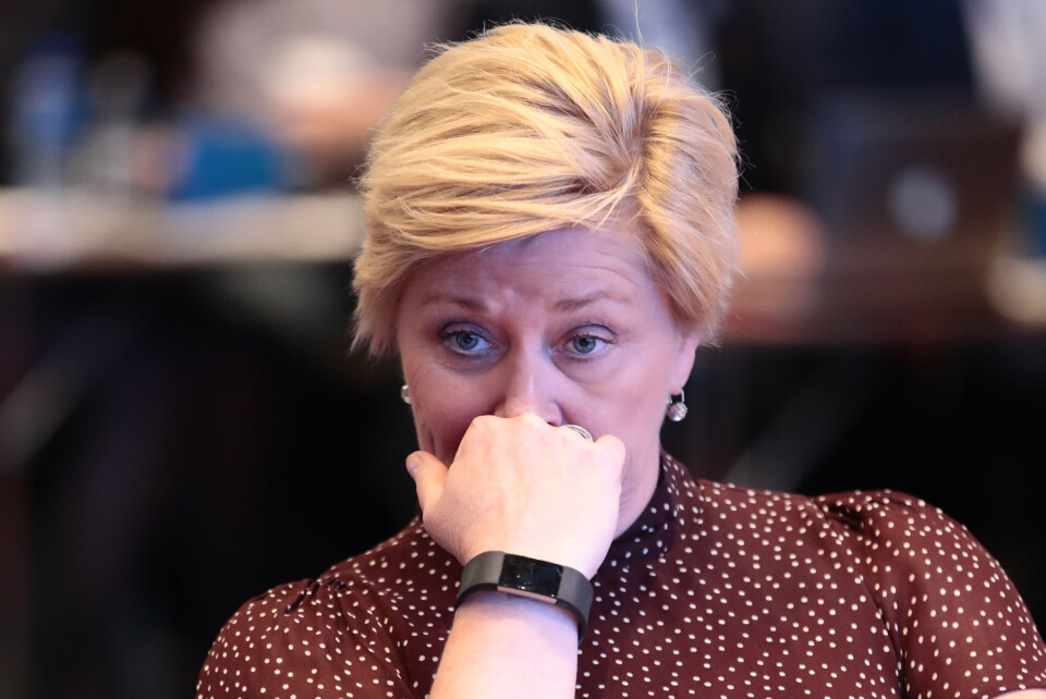 Frp får 7,7 prosent oppslutning i en fersk kommunevalgmåling. Partileder Siv Jensen på partiets landsmøte forrige helg. Foto: Lise Åserud / NTB scanpix Frp får 7,7 prosent oppslutning i en fersk kommunevalgmåling. Partileder Siv Jensen på partiets landsmøte forrige helg. Foto: Lise Åserud / NTB scanpix