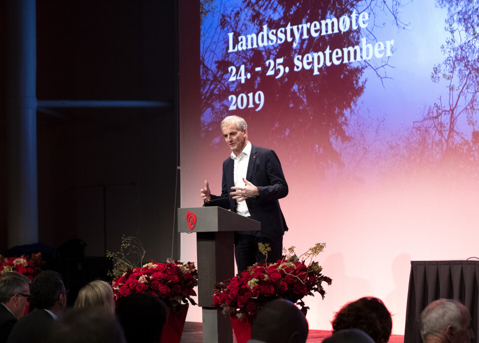 Arbeiderpartiets leder Jonas Gahr Støre talte til partiets landsstyre på Folkets Hus i Oslo tirsdag. Foto: Terje Bendiksby / NTB scanpix Arbeiderpartiets leder Jonas Gahr Støre talte til partiets landsstyre på Folkets Hus i Oslo tirsdag. Foto: Terje Bendiksby / NTB scanpix