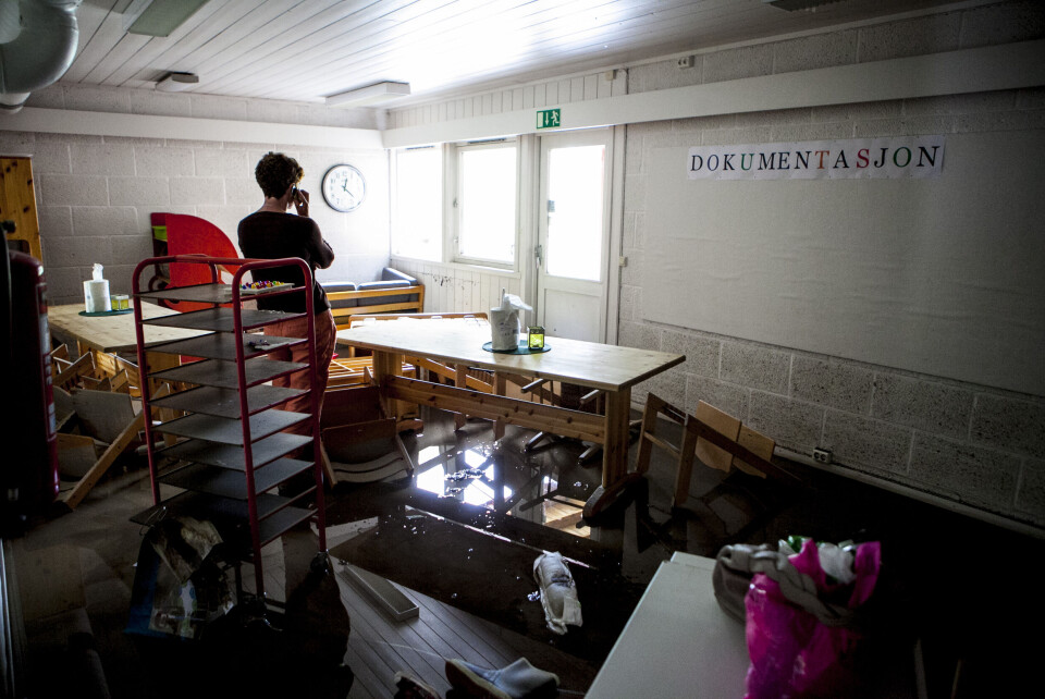 Ekstremværet Frida gjorde store skader i Nedre Eiker i 2012. Her i Hatten barnehage. Arkivfoto: Magnus Knutsen Bjørke Ekstremværet Frida gjorde store skader i Nedre Eiker i 2012. Her i Hatten barnehage. Arkivfoto: Magnus Knutsen Bjørke