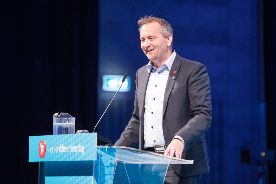 Ordfører i Mandal, Alf Erik Andersen (Frp), klarte å flykte etter å ha blitt utsatt for ran og trusler i Brussel. Dette bildet er tatt fra Frps landsmøte i fjor da han ble valgt inn i partiets sentralstyre. Foto: NTB Scanpix Ordfører i Mandal, Alf Erik Andersen (Frp), klarte å flykte etter å ha blitt utsatt for ran og trusler i Brussel. Dette bildet er tatt fra Frps landsmøte i fjor da han ble valgt inn i partiets sentralstyre. Foto: NTB Scanpix