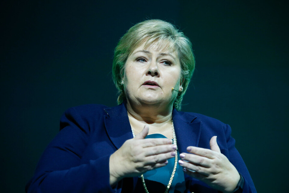 Statsminister Erna Solberg (H). Bildet er fra Zerokonferansen tidligere i år. Foto: Terje Pedersen / NTB scanpix Statsminister Erna Solberg (H). Bildet er fra Zerokonferansen tidligere i år. Foto: Terje Pedersen / NTB scanpix