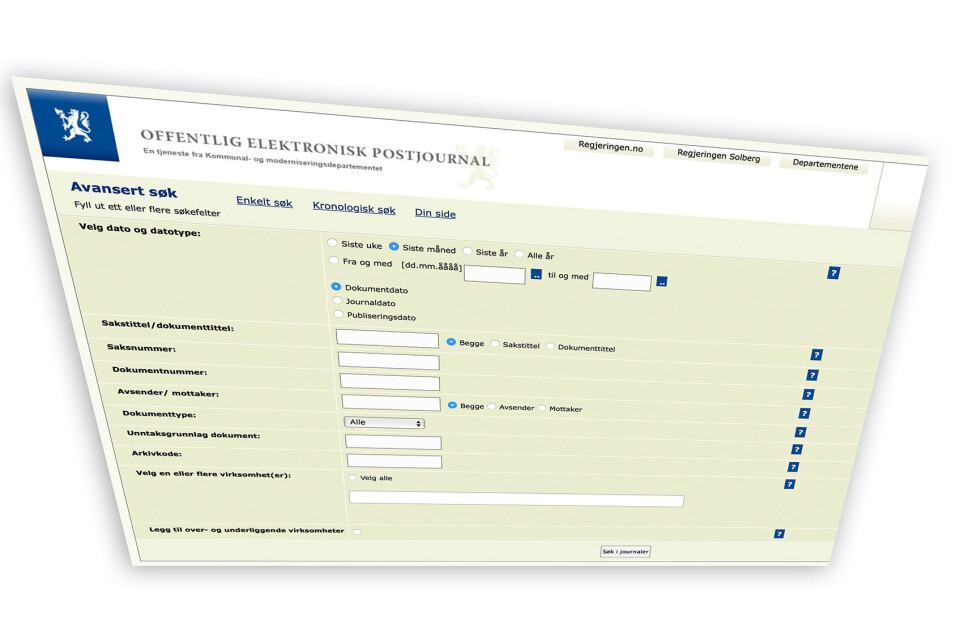 Alle kan søke innsyn i dokumenter gjennom den offentlige elektroniske postjournalen (OEP) Alle kan søke innsyn i dokumenter gjennom den offentlige elektroniske postjournalen (OEP)