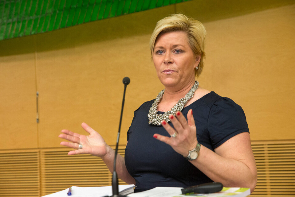 Finansminister Siv Jensen (Frp). Foto: Terje Bendiksby / NTB scanpix Finansminister Siv Jensen (Frp). Foto: Terje Bendiksby / NTB scanpix