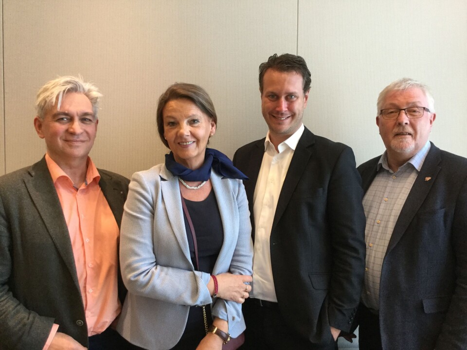 Stortingsflertallet er enige om inndelingen av Nord-Norge. Her er de kommunalpolitiske talspersonene for flertallet: Fra venstre Helge Andre Njåstad (Frp; Ingjerd Schou (H), Geir Toskedal (Krf) og Venstres Andrè Skjelstad. (Foto:Stortinget) Stortingsflertallet er enige om inndelingen av Nord-Norge. Her er de kommunalpolitiske talspersonene for flertallet: Fra venstre Helge Andre Njåstad (Frp; Ingjerd Schou (H), Geir Toskedal (Krf) og Venstres Andrè Skjelstad. (Foto:Stortinget)