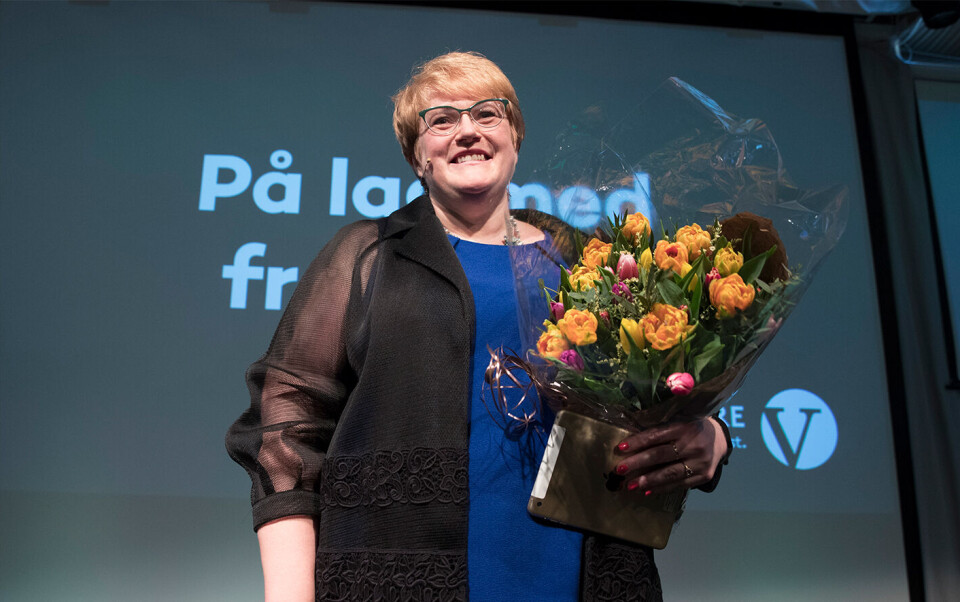 Partileder Trine Skei Grande under Venstres landsmøte i Ålesund. Foto: Terje Pedersen / NTB scanpix Partileder Trine Skei Grande under Venstres landsmøte i Ålesund. Foto: Terje Pedersen / NTB scanpix