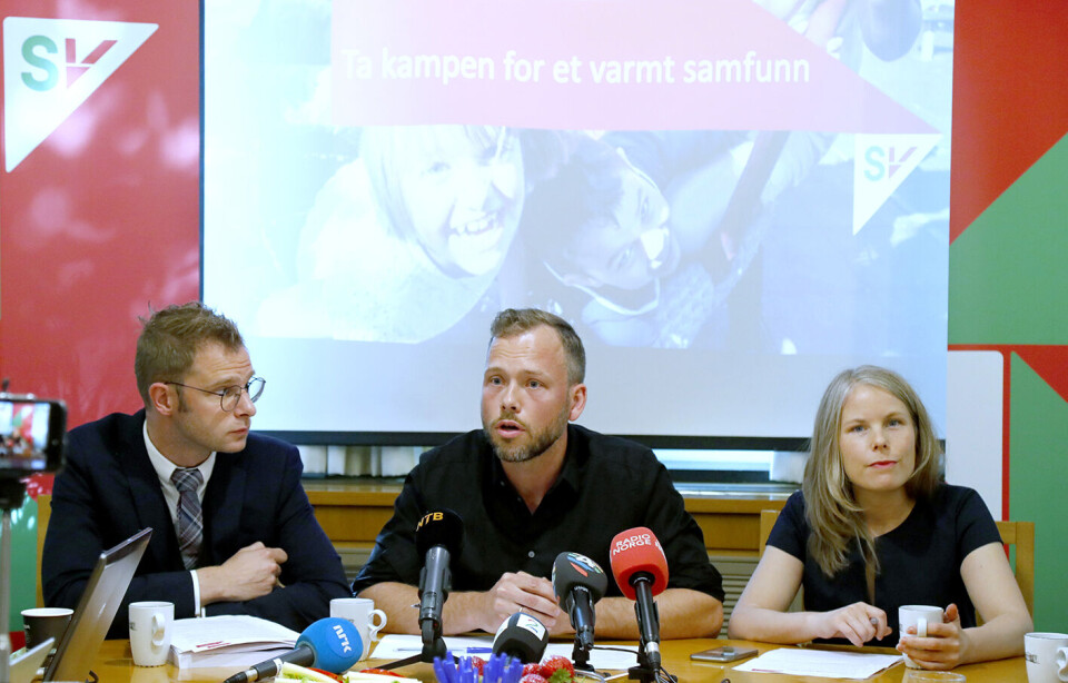 SV-ledelsen, med partileder Audun Lysbakken (i midten) og nestlederne Snorre Valen og Kirsti Bergstø, er mannsdominert, men godt over halvparten av partiets listekandidater til høstens stortingsvalg er kvinner. Foto: Heiko Junge / NTB scanpix SV-ledelsen, med partileder Audun Lysbakken (i midten) og nestlederne Snorre Valen og Kirsti Bergstø, er mannsdominert, men godt over halvparten av partiets listekandidater til høstens stortingsvalg er kvinner. Foto: Heiko Junge / NTB scanpix