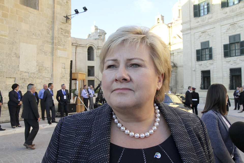 Statsminister Erna Solberg deltok onsdag og torsdag på et migrasjonsmøte med europeiske og afrikanske land i Maltas hovedstad Valletta. Foto: Anne Marte Vestbakke / NTB scanpix Statsminister Erna Solberg deltok onsdag og torsdag på et migrasjonsmøte med europeiske og afrikanske land i Maltas hovedstad Valletta. Foto: Anne Marte Vestbakke / NTB scanpix