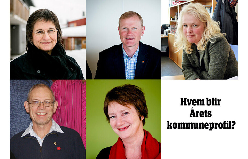 Finalistene til Årets kommuneprofil: Randi Skare, Erlend Larsen, Aase Gjestvang, Alf Rørbakk og Gudrun Haabeth Grindaker. Finalistene til Årets kommuneprofil: Randi Skare, Erlend Larsen, Aase Gjestvang, Alf Rørbakk og Gudrun Haabeth Grindaker.