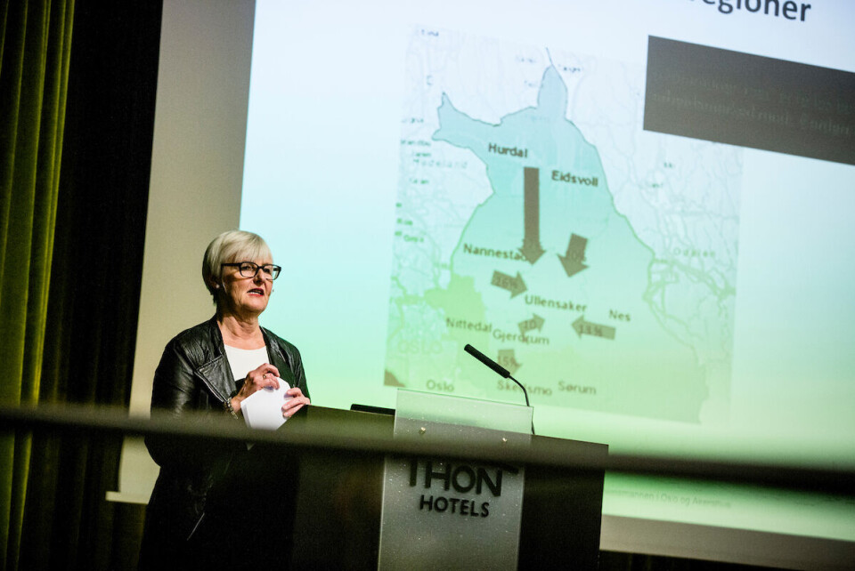 Fylkesmann Valgerd Svarstad Haugland anbefalte på en pressekonferanse i formiddag at Nesodden og Nittedal blir en del av Oslo. Foto: Magnus Knutsen Bjørke Fylkesmann Valgerd Svarstad Haugland anbefalte på en pressekonferanse i formiddag at Nesodden og Nittedal blir en del av Oslo. Foto: Magnus Knutsen Bjørke
