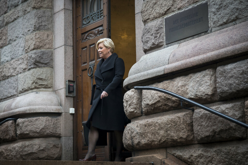 Finansminister Siv Jensen (Frp) og regjeringen starter i dag jobben med statsbudsjettet for neste år. Foto: Heiko Junge / NTB scanpix Finansminister Siv Jensen (Frp) og regjeringen starter i dag jobben med statsbudsjettet for neste år. Foto: Heiko Junge / NTB scanpix