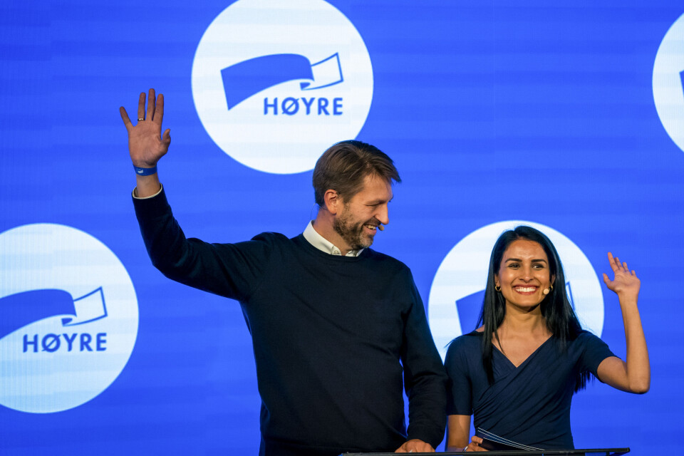 Høyres ordførerkandidat Saida Begum og gruppeleder Eirik Lae Solberg under valgvaken til Høyre på Clarion Hotel Oslo. Foto: Heiko Junge / NTB scanpix Høyres ordførerkandidat Saida Begum og gruppeleder Eirik Lae Solberg under valgvaken til Høyre på Clarion Hotel Oslo. Foto: Heiko Junge / NTB scanpix