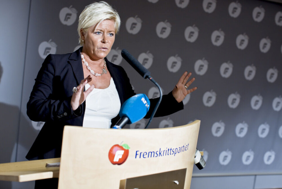 Siv Jensen og Frp seiler i medvind, viser en meningsmåling Norstat har gjort for NRK i november. Foto: Krister Sørbø / Scanpix Siv Jensen og Frp seiler i medvind, viser en meningsmåling Norstat har gjort for NRK i november. Foto: Krister Sørbø / Scanpix