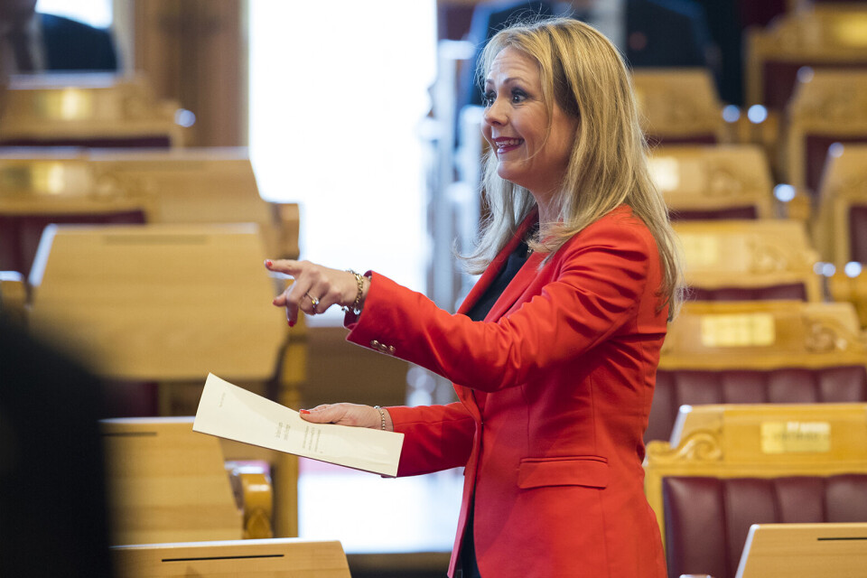 Barne- og likestillingsminister Linda Hofstad Helleland deltok i den muntlige spørretimen på Stortinget onsdag. Foto: Heiko Junge / NTB scanpix Barne- og likestillingsminister Linda Hofstad Helleland deltok i den muntlige spørretimen på Stortinget onsdag. Foto: Heiko Junge / NTB scanpix
