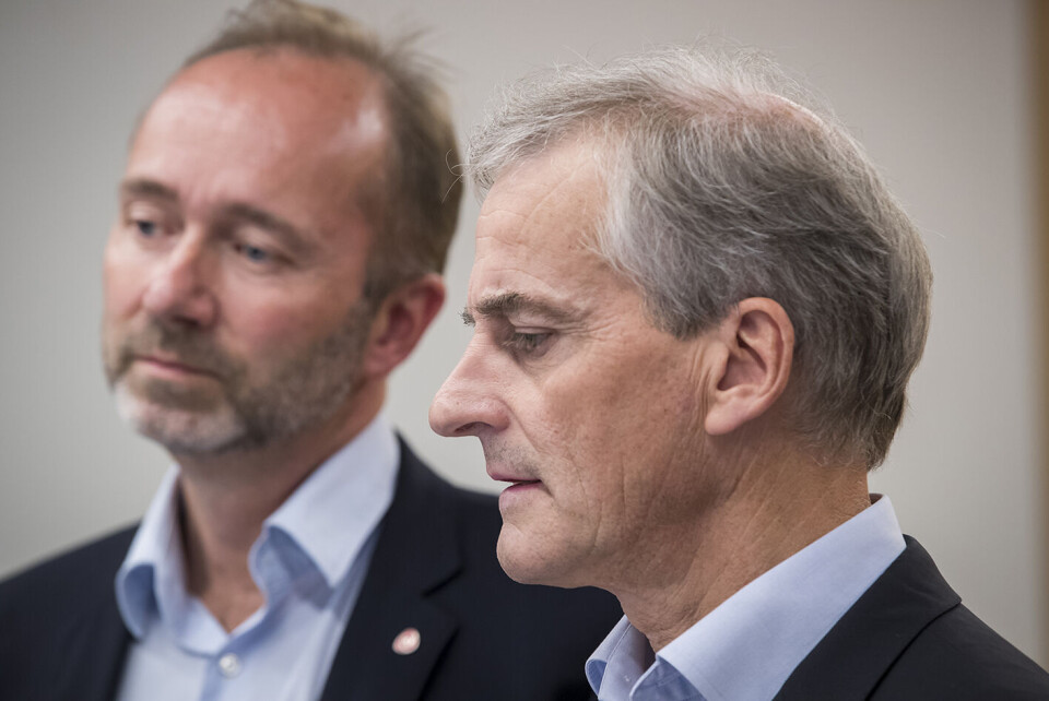 Nestleder Trond Giske og partileder Jonas Gahr Støre på en pressekonferanse etter sentralstyremøte i Ap tirsdag ettermiddag. Foto: Heiko Junge / NTB scanpix Nestleder Trond Giske og partileder Jonas Gahr Støre på en pressekonferanse etter sentralstyremøte i Ap tirsdag ettermiddag. Foto: Heiko Junge / NTB scanpix