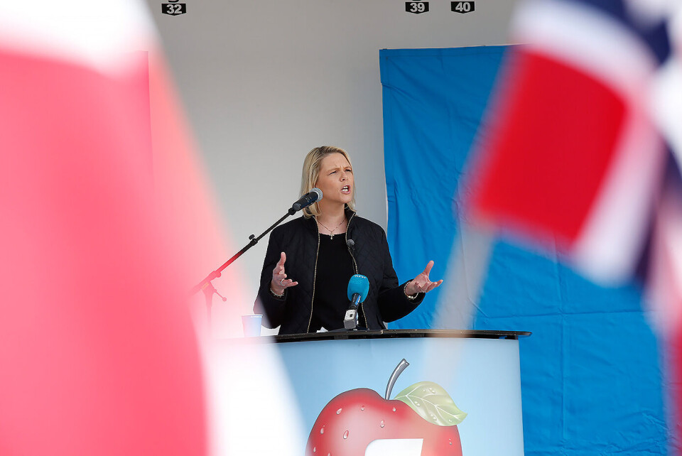 Innvandrings- og integreringsminister Sylvi Listhaug (Frp) taler under Fremskrittspartiets 1. mai-markering på Strømsø torg i Drammen. Foto: Terje Bendiksby / NTB scanpix Innvandrings- og integreringsminister Sylvi Listhaug (Frp) taler under Fremskrittspartiets 1. mai-markering på Strømsø torg i Drammen. Foto: Terje Bendiksby / NTB scanpix