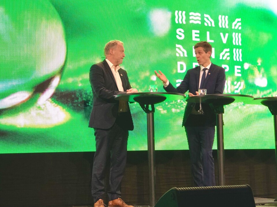 Byrådsleder Raymond Johansen (Ap) og samferdselsminister Knut Arild Hareide (KrF) diskuterte bompenger på KS' kommunalpolitiske toppmøte tirsdag. Foto: Jan Inge Krossli Byrådsleder Raymond Johansen (Ap) og samferdselsminister Knut Arild Hareide (KrF) diskuterte bompenger på KS' kommunalpolitiske toppmøte tirsdag. Foto: Jan Inge Krossli