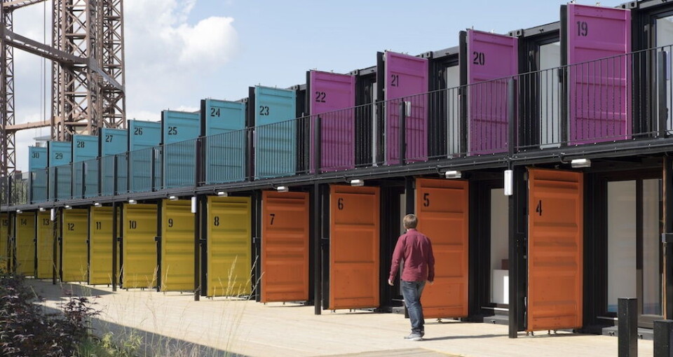 I stadig flere byer utvikles det nå bolig-, kultur- og aktivitetstilbud i omgjorte shippingcontainere. Bildet viser et nytt prosjekt i London, ContainerVille, som er en kombinasjon av hybelhus og kontorer for oppstartsbedrifter innen teknologi og kreativ industri. Foto: Containerville, The Estate Office I stadig flere byer utvikles det nå bolig-, kultur- og aktivitetstilbud i omgjorte shippingcontainere. Bildet viser et nytt prosjekt i London, ContainerVille, som er en kombinasjon av hybelhus og kontorer for oppstartsbedrifter innen teknologi og kreativ industri. Foto: Containerville, The Estate Office