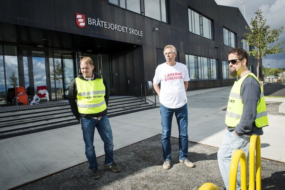 Årets tariffoppgjør i kommunesektoren blir udramatisk i forhold til i fjor, da 8.000 lærere streiket. Her på Bråtejordet skole i Skedsmo. Arkivfoto: Joakim S. Enger Årets tariffoppgjør i kommunesektoren blir udramatisk i forhold til i fjor, da 8.000 lærere streiket. Her på Bråtejordet skole i Skedsmo. Arkivfoto: Joakim S. Enger