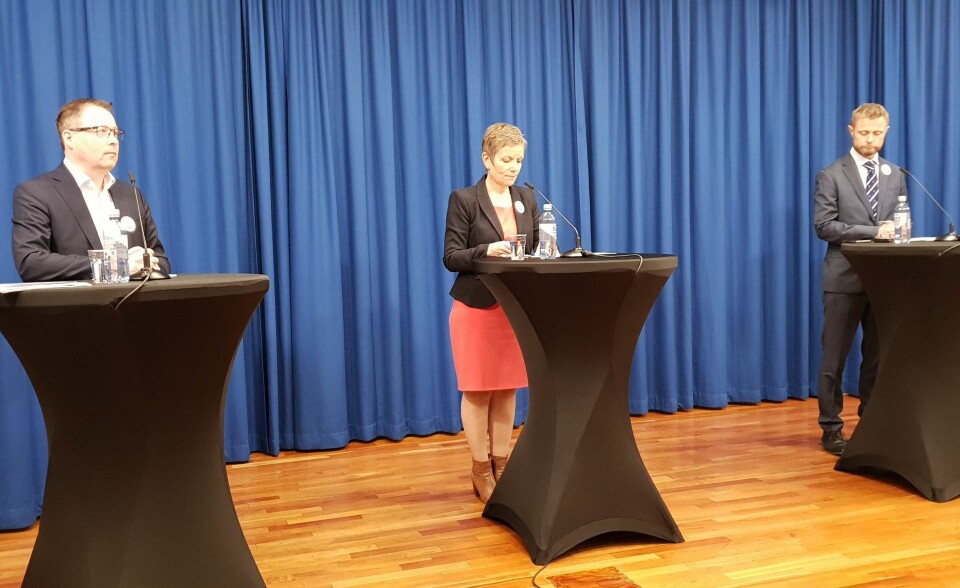 Styreleder i KS, Bjørn Arild Gram, president i Legeforeningen, Marit Hermansen, og helse- og omsorgsminister Bent Høie (H), under pressekonferansen om Handlingsplan for allmenlegetjenesten mandag. Styreleder i KS, Bjørn Arild Gram, president i Legeforeningen, Marit Hermansen, og helse- og omsorgsminister Bent Høie (H), under pressekonferansen om Handlingsplan for allmenlegetjenesten mandag.