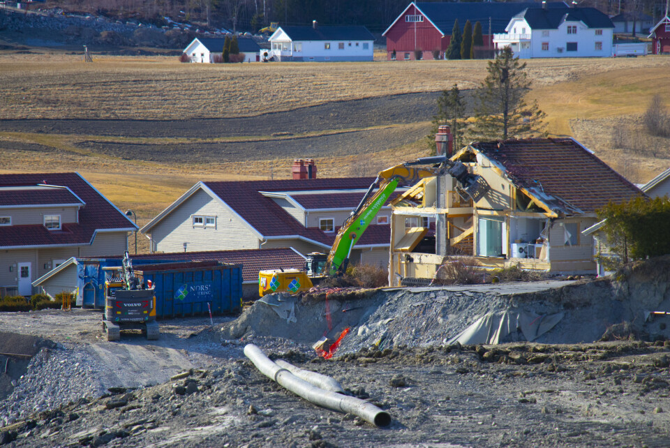 Opprydding etter kvikkleireraset i Gjerdrum som gikk 30. desember 2020. 14 boligbygg gikk med i raset. Opprydding etter kvikkleireraset i Gjerdrum som gikk 30. desember 2020. 14 boligbygg gikk med i raset.