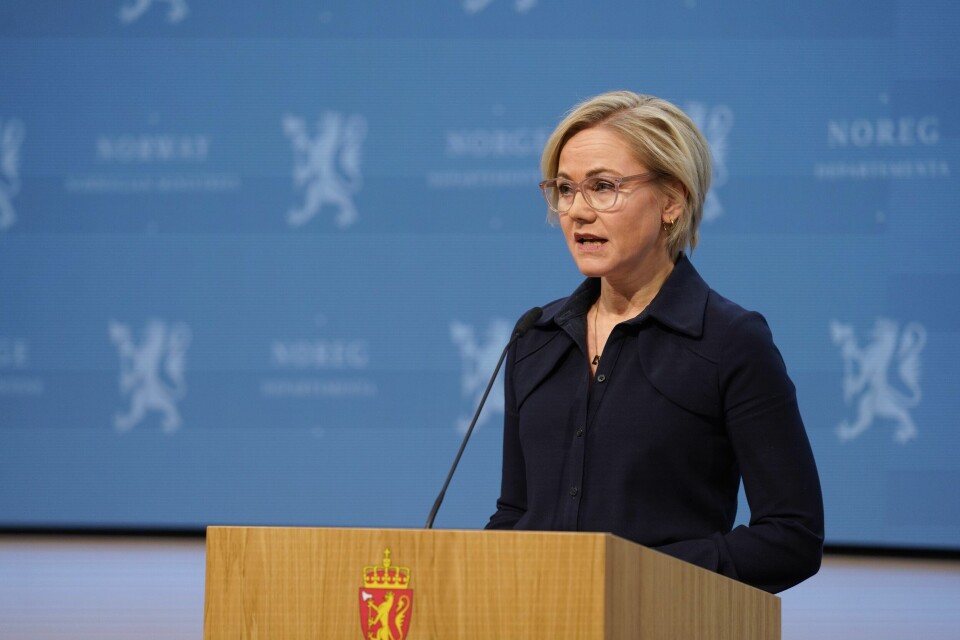 Helse- og omsorgsminister Ingvild Kjerkol under fredagens pressekonferanse. Helse- og omsorgsminister Ingvild Kjerkol under fredagens pressekonferanse.