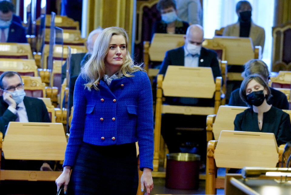 Justis- og beredskapsminister Emilie Enger Mehl (Sp) deltok onsdag i spontanspørretimen på Stortinget. Justis- og beredskapsminister Emilie Enger Mehl (Sp) deltok onsdag i spontanspørretimen på Stortinget.