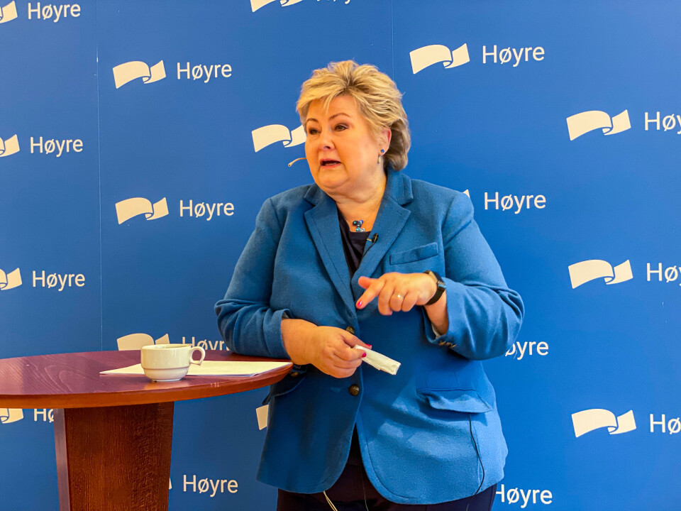 Erna Solberg ser mangel på arbeidskraft som en stor utfordring som Norge må ta tak i framover. Erna Solberg ser mangel på arbeidskraft som en stor utfordring som Norge må ta tak i framover.