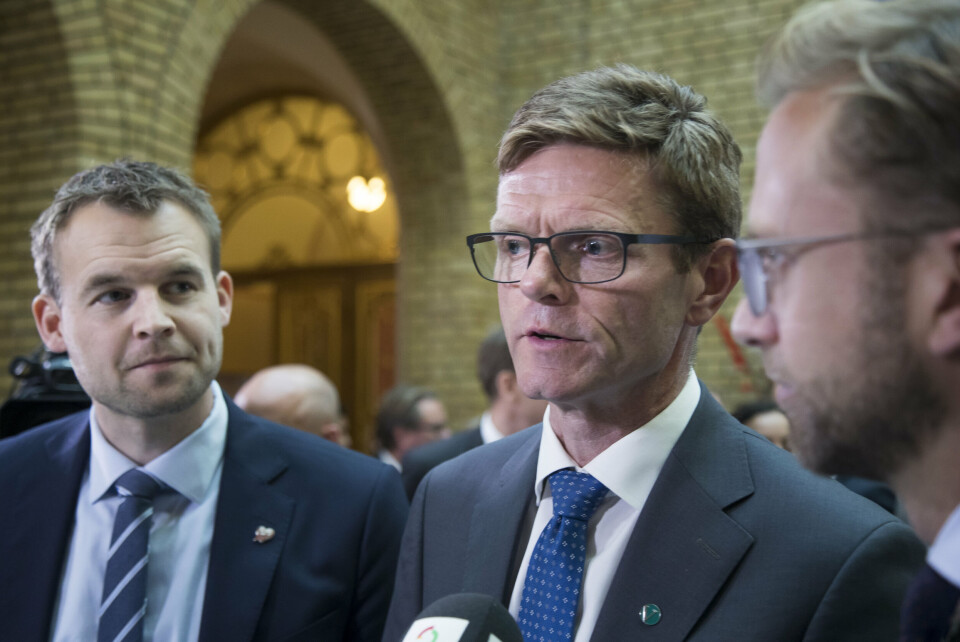 De finanspolitiske talspersonene i KrF og Venstre, Kjell Ingolf Ropstad og Terje Breivik, skal forhandle om budsjettet med Høyres finanspolitiske talsmann Nikolai Astrup. For Frp skal Helge André Njåstad lede forhandlingene. Foto: Heiko Junge / NTB scanpix De finanspolitiske talspersonene i KrF og Venstre, Kjell Ingolf Ropstad og Terje Breivik, skal forhandle om budsjettet med Høyres finanspolitiske talsmann Nikolai Astrup. For Frp skal Helge André Njåstad lede forhandlingene. Foto: Heiko Junge / NTB scanpix