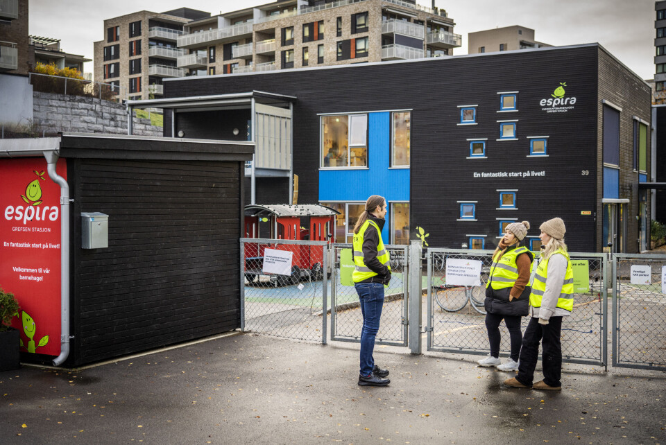 3.100 ansatte i private barnehager er i streik fra 9. november. Fra 14. november er det varslet opptrapping. I Espira Grefsen Stasjon barnehage har ansatte vært i streik siden 17. oktober. 3.100 ansatte i private barnehager er i streik fra 9. november. Fra 14. november er det varslet opptrapping. I Espira Grefsen Stasjon barnehage har ansatte vært i streik siden 17. oktober.