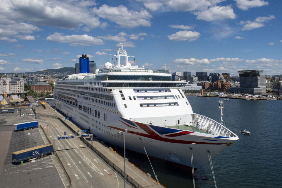Cruiseskipet Aurora fra P&O Cruises fortøyd ved Revierkaia i Bjørvika i sommer. Her vil Oslo havn bygge landstrømanlegg for cruiseskip innen 2025. Cruiseskipet Aurora fra P&O Cruises fortøyd ved Revierkaia i Bjørvika i sommer. Her vil Oslo havn bygge landstrømanlegg for cruiseskip innen 2025.