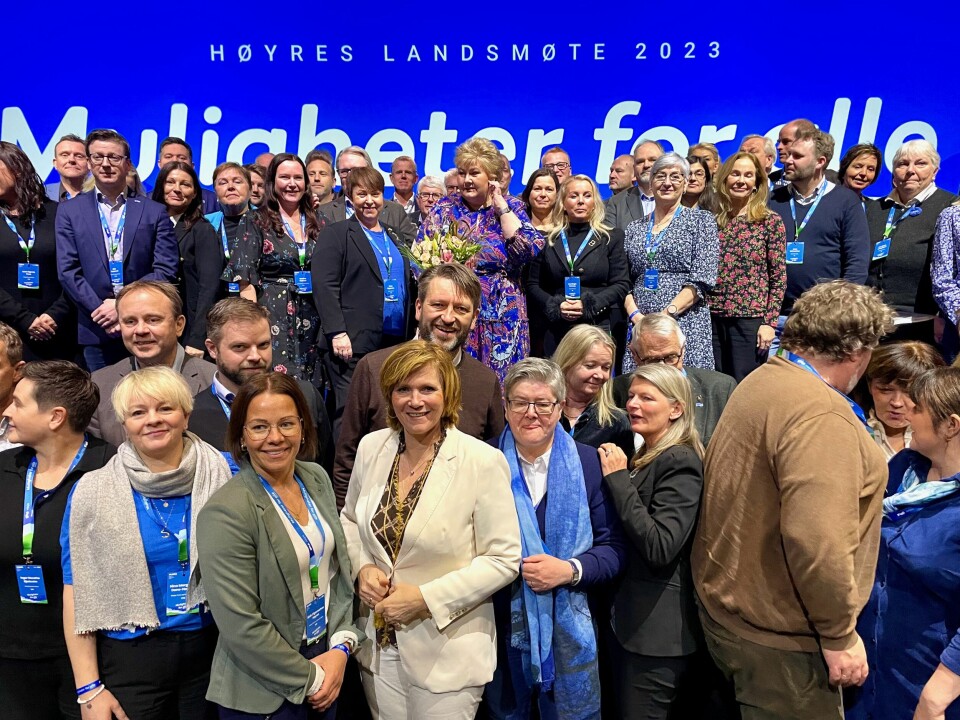 Høyres toppkandidater til posisjoner som ordfører og byrådsleder, samlet på landsmøtet i mars. Høyres toppkandidater til posisjoner som ordfører og byrådsleder, samlet på landsmøtet i mars.