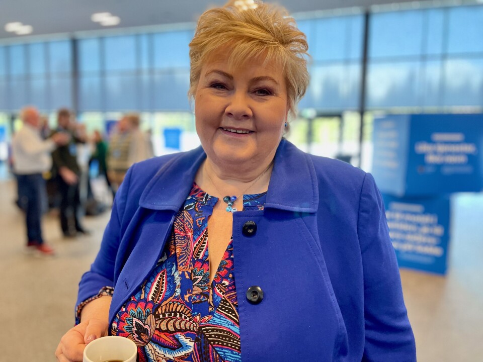Erna Solberg har vind i seilene for tida. Her på Høyres landsmøte. Erna Solberg har vind i seilene for tida. Her på Høyres landsmøte.
