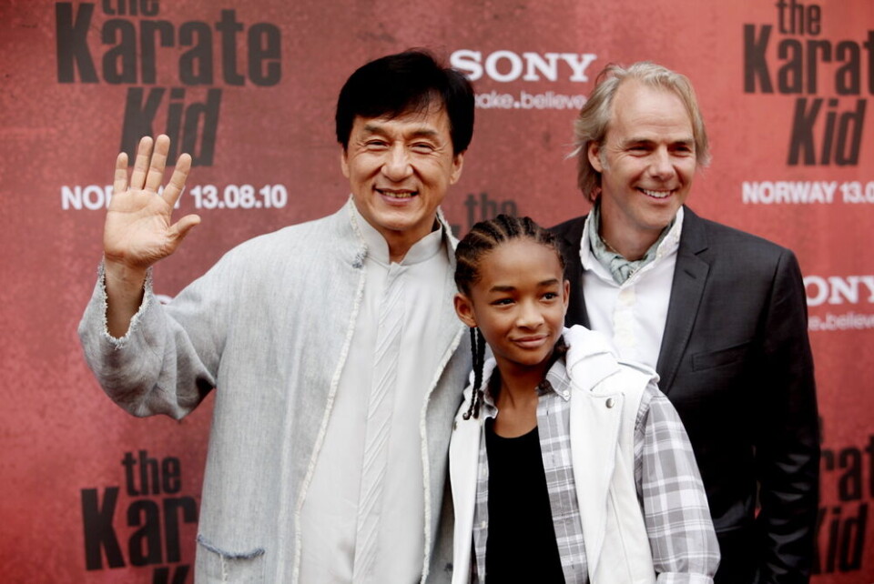 Jackie Chan, Jaden Smith og Harald Zwart på den røde løperen til premieren på The Karate Kid i Fredrikstad kino fredag kveld. Foto: Stian Lysberg Solum / SCANPIX Jackie Chan, Jaden Smith og Harald Zwart på den røde løperen til premieren på The Karate Kid i Fredrikstad kino fredag kveld. Foto: Stian Lysberg Solum / SCANPIX