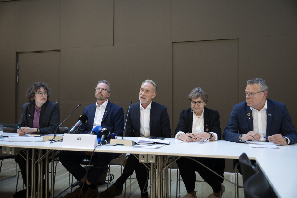 Lønnsforhandlinger i kommunesektoren. Pressekonferanse ved forhandlingsstart 15.04.2024. Forhandlingslederne Tonje Leborg, Akademikerne, Geir Røsvoll i Unio kommune, Tor Arne Gangsø i KS, Mette Nord i LO kommune og Trond Ellefsen i YS Lønnsforhandlinger i kommunesektoren. Pressekonferanse ved forhandlingsstart 15.04.2024. Forhandlingslederne Tonje Leborg, Akademikerne, Geir Røsvoll i Unio kommune, Tor Arne Gangsø i KS, Mette Nord i LO kommune og Trond Ellefsen i YS