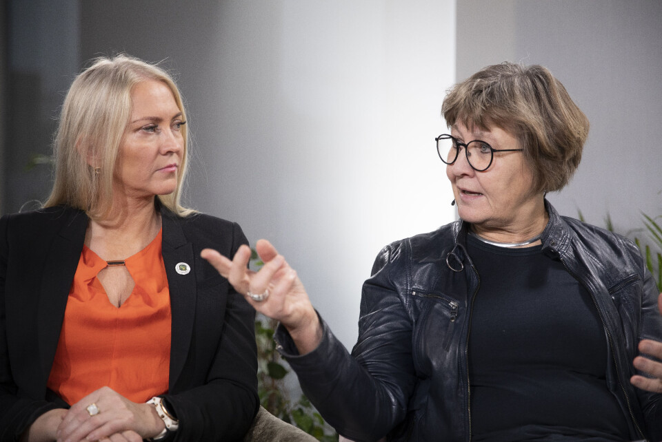 Forbundsleder Lill Sverresdatter Larsen i Norsk Sykepleierforbund (t.v.) og Unio vil gjerne ha mer fleksibel lønnsdannelse. Forbundsleder Mette Nord i Fagforbundet er neppe enig i at enkelte grupper skal løftes på bekostning av andre, slik Danmarks statsminister har tatt til orde for. Forbundsleder Lill Sverresdatter Larsen i Norsk Sykepleierforbund (t.v.) og Unio vil gjerne ha mer fleksibel lønnsdannelse. Forbundsleder Mette Nord i Fagforbundet er neppe enig i at enkelte grupper skal løftes på bekostning av andre, slik Danmarks statsminister har tatt til orde for.