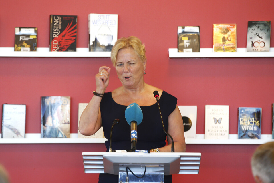 Kulturminister Thorhild Widvey (H) lanserer regjeringens bibliotekstrategi i Drammensbiblioteket. Foto: Vidar Ruud / NTB scanpix Kulturminister Thorhild Widvey (H) lanserer regjeringens bibliotekstrategi i Drammensbiblioteket. Foto: Vidar Ruud / NTB scanpix