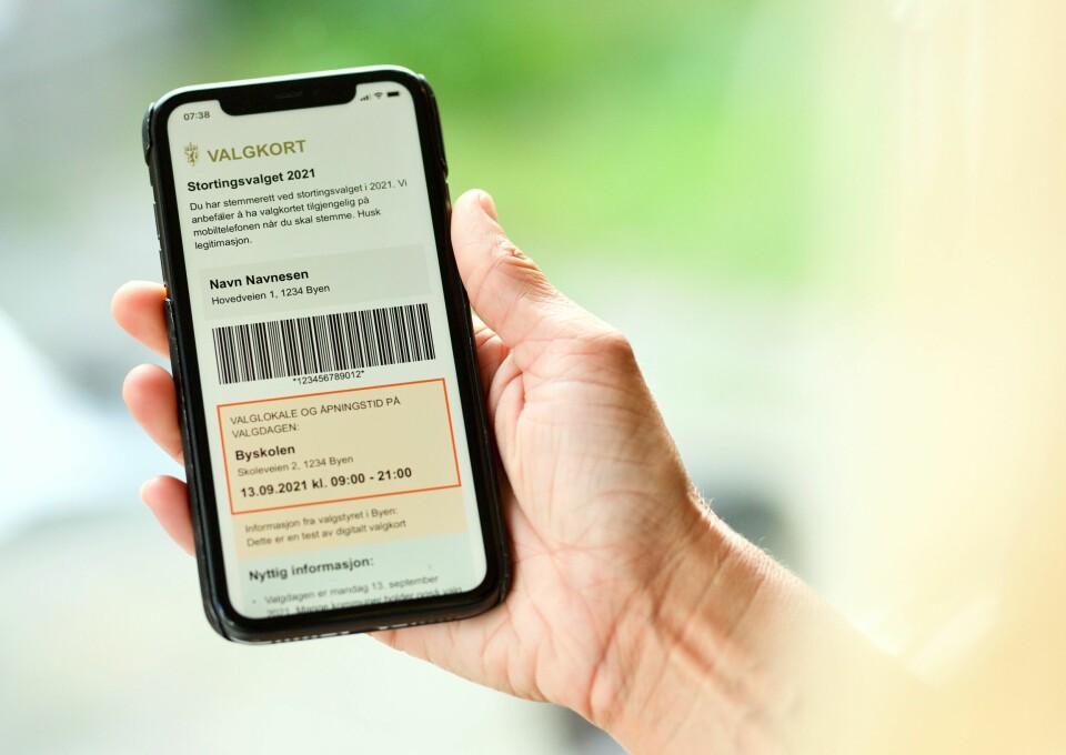 Slik ser det digitale valgkortet ut. Slik ser det digitale valgkortet ut.