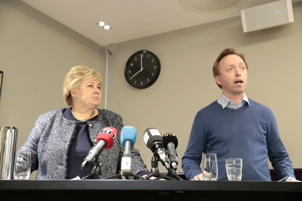 Alle ledere kan, som Høyre-leder Erna Solberg og generalsekretær John-Ragnar Aarset, bli nødt til å håndtere varslingssaker. Da er det nyttig å ha trent. Illustrasjonsfoto: Håkon Mosvold Larsen Alle ledere kan, som Høyre-leder Erna Solberg og generalsekretær John-Ragnar Aarset, bli nødt til å håndtere varslingssaker. Da er det nyttig å ha trent. Illustrasjonsfoto: Håkon Mosvold Larsen