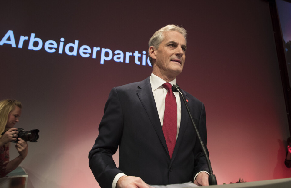 Ap-leder Jonas Gahr Støre på arbeiderpartiets valgvake i Folkets Hus i Oslo. Foto: Vidar Ruud / NTB scanpix Ap-leder Jonas Gahr Støre på arbeiderpartiets valgvake i Folkets Hus i Oslo. Foto: Vidar Ruud / NTB scanpix