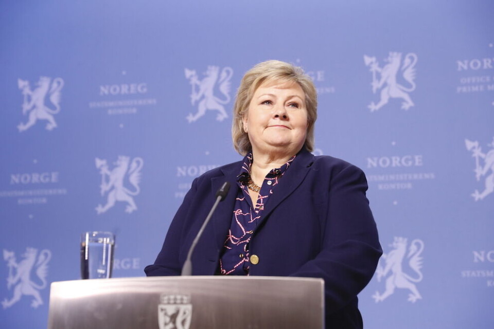 Statsminister Erna Solberg (H) presenterer sin nye regjering fredag. Foto: Terje Bendiksby, NTB scanpix Statsminister Erna Solberg (H) presenterer sin nye regjering fredag. Foto: Terje Bendiksby, NTB scanpix