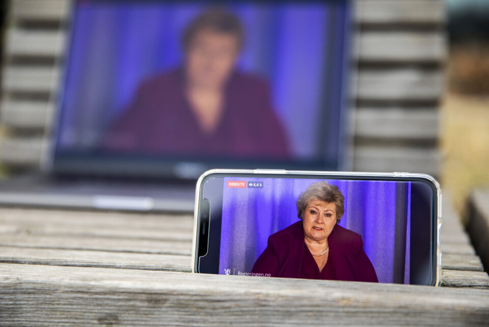 Koronakrisen har tydelig vist at det er tid for å bruke digitale løsninger, mener Kommunal Rapport. Her holder statsminister Erna Solberg nettmøte og svarer på spørsmål om koronasmitten og tiltakene som er satt i verk i Norge. Koronakrisen har tydelig vist at det er tid for å bruke digitale løsninger, mener Kommunal Rapport. Her holder statsminister Erna Solberg nettmøte og svarer på spørsmål om koronasmitten og tiltakene som er satt i verk i Norge.
