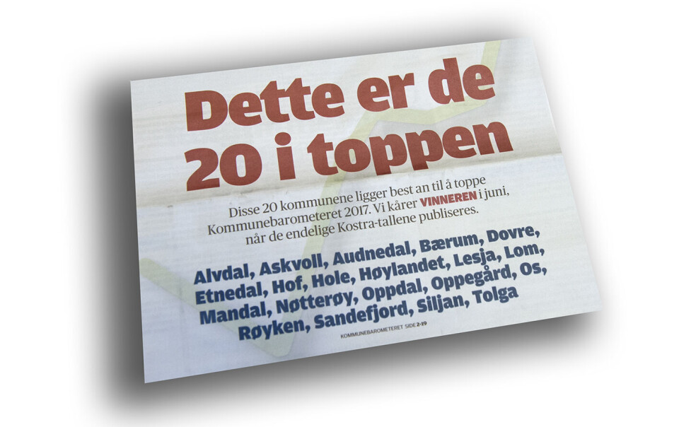 Vi håper Kommunebarometeret både kan bidra til å identifisere utfordringene, men også inspirere til å ta debatten og finne gode løsninger. Faksimile av Kommunal Rapport nr. 12 Vi håper Kommunebarometeret både kan bidra til å identifisere utfordringene, men også inspirere til å ta debatten og finne gode løsninger. Faksimile av Kommunal Rapport nr. 12