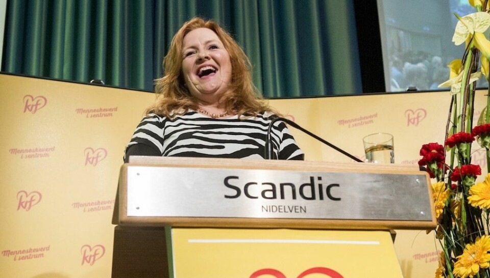 KrF og partileder Dagrun Eriksen fastholdt på landsmøtet muligheten for å bruke tvang, dvs. stortingsvedtak, om sammenslåing. Foto: Ned Alley, NTB scanpix KrF og partileder Dagrun Eriksen fastholdt på landsmøtet muligheten for å bruke tvang, dvs. stortingsvedtak, om sammenslåing. Foto: Ned Alley, NTB scanpix