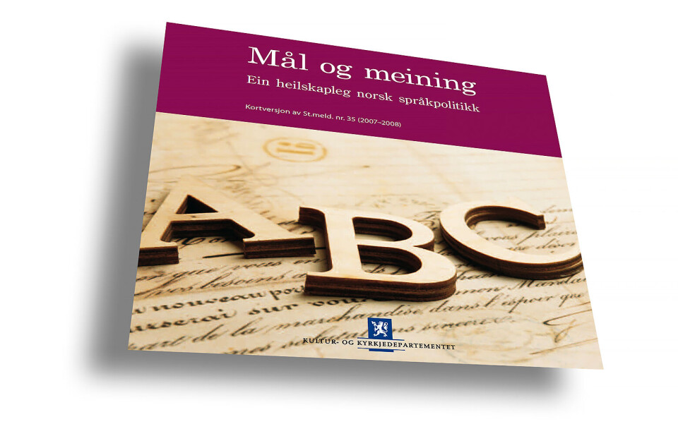 Stortingsmeldinga «mål og meining» (2008) førte ikke til den språkpolitikken Stortinget ville ha, skriv Magne Aasbrenn. Stortingsmeldinga «mål og meining» (2008) førte ikke til den språkpolitikken Stortinget ville ha, skriv Magne Aasbrenn.