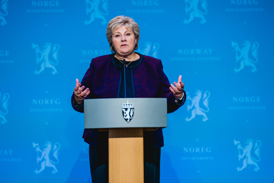 – Kommunene må stå i første linje for å slå ned smitten med målrettede tiltak. Det vet vi virker. Kommunene har vist at de håndterer dette på en god måte, sa statsminister Erna Solberg på torsdagens pressekonferanse. – Kommunene må stå i første linje for å slå ned smitten med målrettede tiltak. Det vet vi virker. Kommunene har vist at de håndterer dette på en god måte, sa statsminister Erna Solberg på torsdagens pressekonferanse.