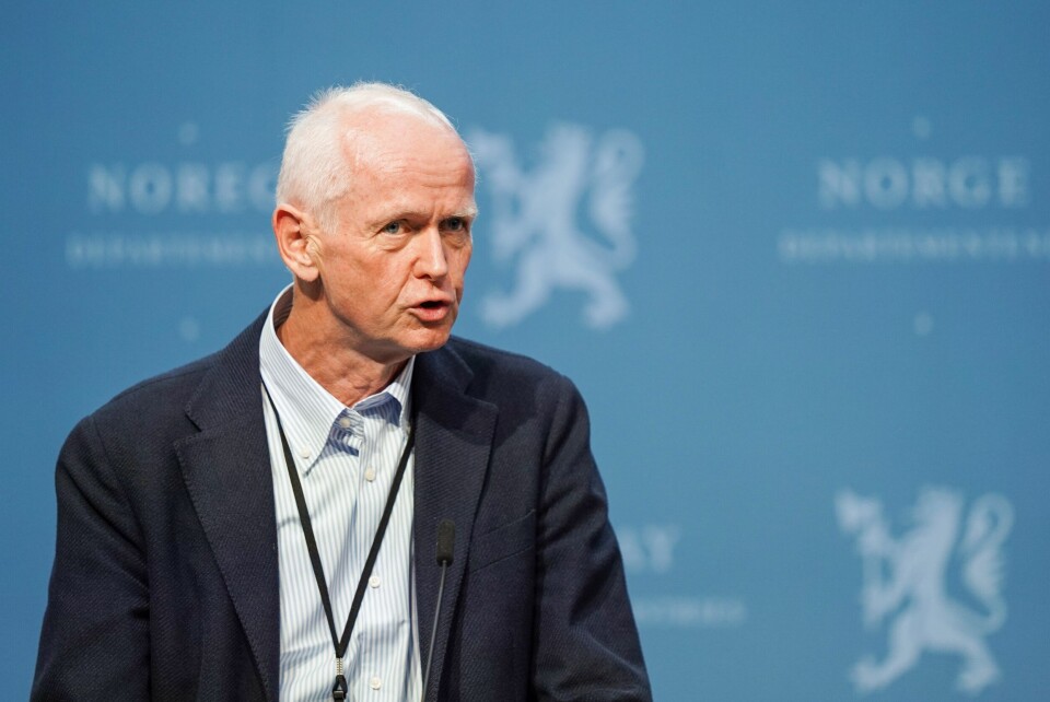 Smitteverndirektør Geir Bukholm i Folkehelseinstituttet under en pressekonferanse om koronasituasjonen. Smitteverndirektør Geir Bukholm i Folkehelseinstituttet under en pressekonferanse om koronasituasjonen.
