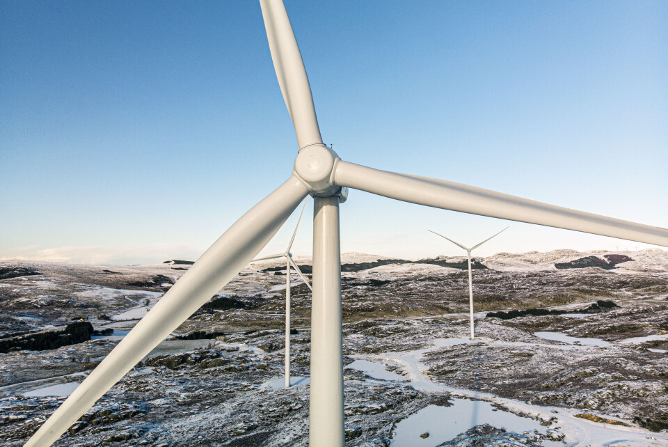 IOWN Energy planlegger å bygge 12–16 vindturbiner på opptil 270 meter i Bjerkreim. Bildet er fra Bjerkreim vindkraftverk. IOWN Energy planlegger å bygge 12–16 vindturbiner på opptil 270 meter i Bjerkreim. Bildet er fra Bjerkreim vindkraftverk.