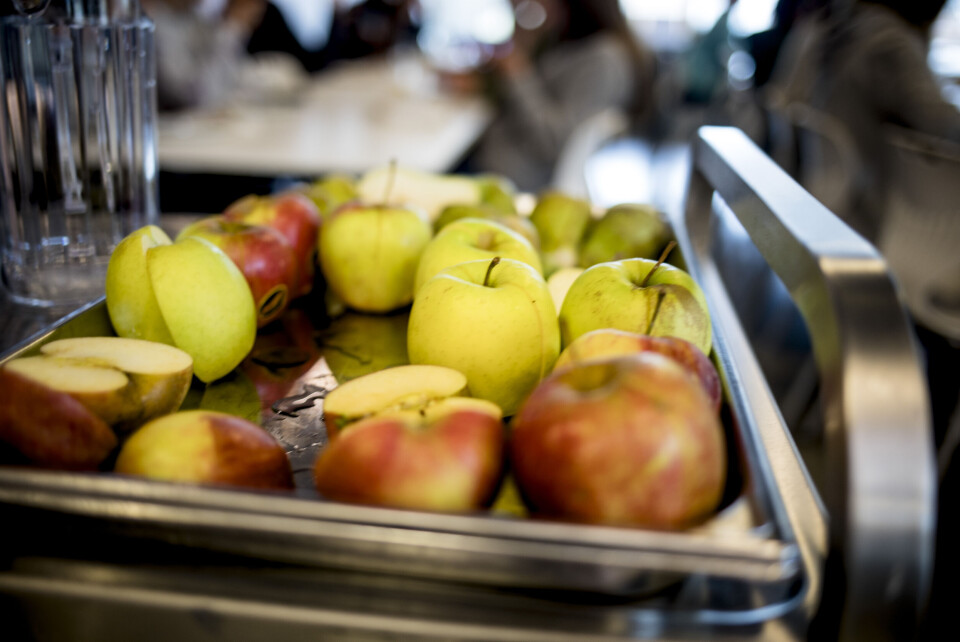 Frukt og annen skolemat skal etter hvert tilbys til alle, hvis regjeringen får det som den vil. Frukt og annen skolemat skal etter hvert tilbys til alle, hvis regjeringen får det som den vil.