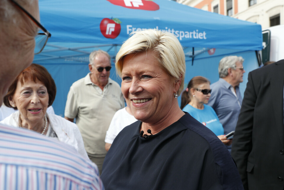 Finansminister Siv Jensen (Frp) sier kommunene vil få 5 milliarder mer i skatteinntekter enn planlagt i 2019. Foto: Terje Bendiksby / NTB scanpix Finansminister Siv Jensen (Frp) sier kommunene vil få 5 milliarder mer i skatteinntekter enn planlagt i 2019. Foto: Terje Bendiksby / NTB scanpix