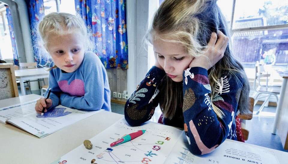 Statsforvalteren førte i 2024 tilsyn med skolene og lærernormen, og Øvre Eiker fikk avvik på flere skoler. De er lukket, med unntak av ved to av skolene, skriver Susanne Vist. Elever som holder på å skrive i bøker i klassesituasjon på barneskole. Modellklarert.